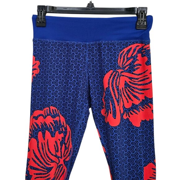 Women's - Tory Burch Sport Red & Blue Floral Leggings, Size Small - Picture 3 of 7